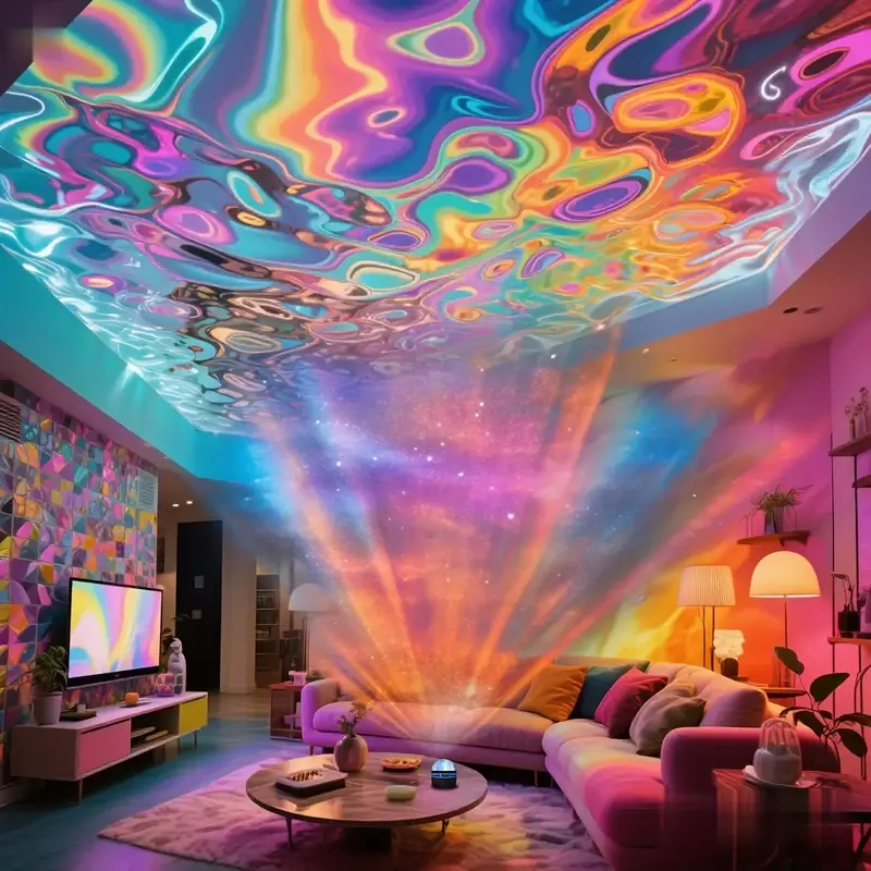 Aurora LED Desk Lamp with USB Power Supply, Remote Control Multi-Colored Adjustable Starry Sky Projector, Perfect for Bedroom...