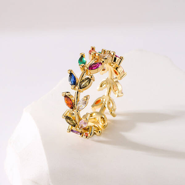 Brass Micro Pave Colorful Cubic Zirconia Adjustable Cuff Rings for Women