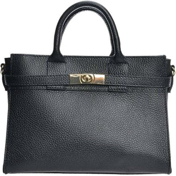 Anna Luchini Borsa A Mano In Pelle Da Donna tinta nero