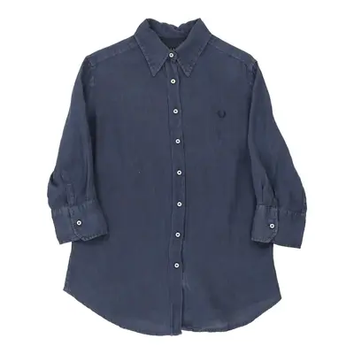 Fred Perry Shirt - Large Blue Linen | Size: large