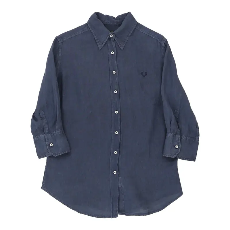 Fred Perry Shirt - Large Blue Linen | Size: large