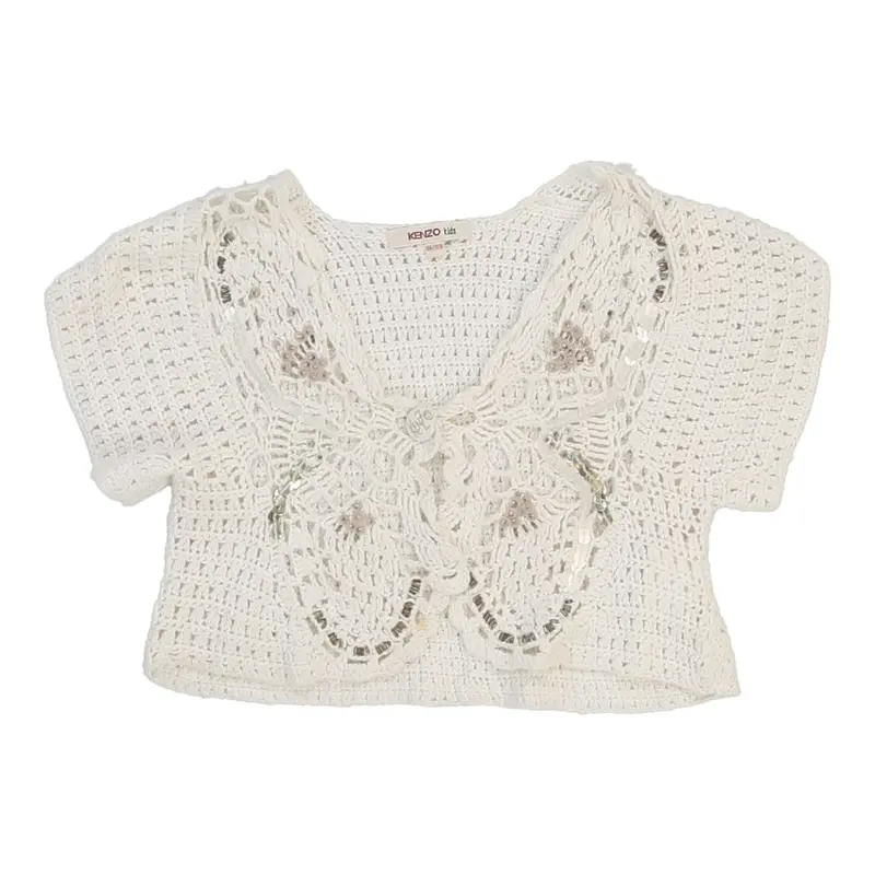 Age 8 Kenzo Crochet Top - Small White Cotton | Size: small
