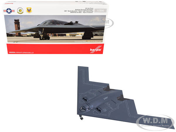 Northrop Grumman B-2A Spirit Stealth Bomber Aircraft Spirit of Arizona, 393rd Bomb Squadron 'Tigers', 509th Bomb Wing, White...