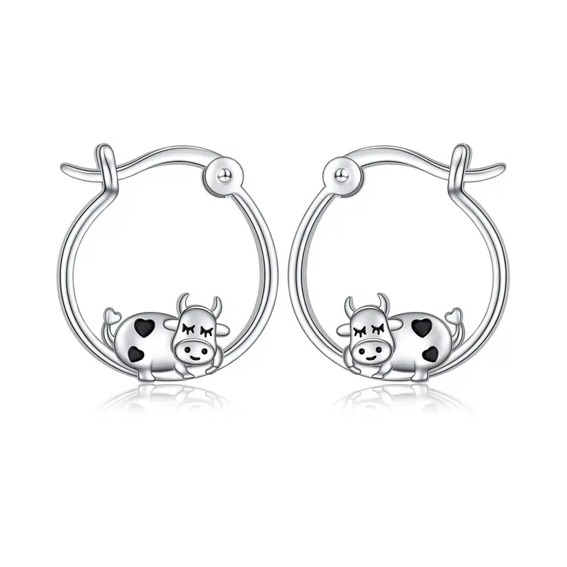 Sterling Silver Cow Hoop Earrings