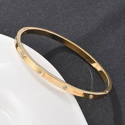304 Stainless Steel Rhinestone Bangles for Women