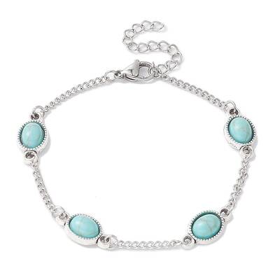 Alloy Resin Link Chain Bracelet with 304 Stainless Steel Curb Chains