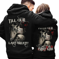 Skull And Rose Couple Hoodie, From Our First Kiss Till Our Last Breath Hoodie, Valentine Hoodie For Men For Women