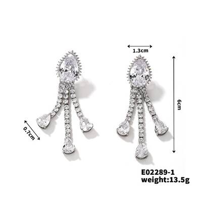 Exquisite Rhinestone Tassel Teardrop Stud Earrings for Women Fashion Statement Jewelry
