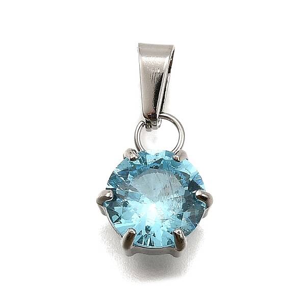 304 Stainless Steel Pave Cubic Zirconia Pendants