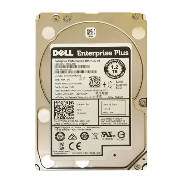 RWV5D Dell 1.2TB 12Gb/s SAS 10000 2.5-Inch Hard Drive