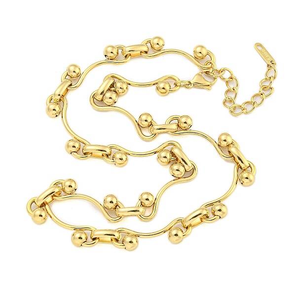 Ion Plating(IP) 304 Stainless Steel Ball Link Necklaces for Women