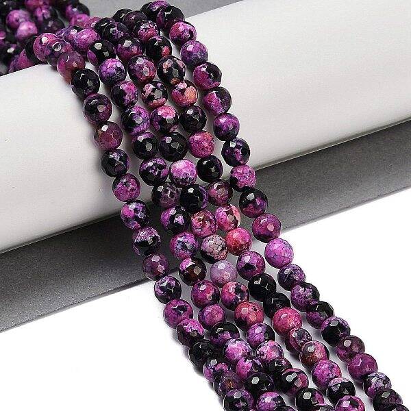 Natural Fire Crackle Agate Beads Strands
