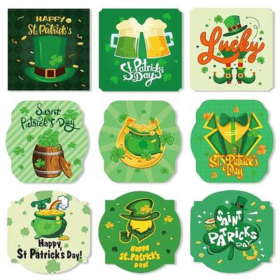 9 Sheets Saint Patrick's Day Theme Paper Self Adhesive Clover Label Stickers