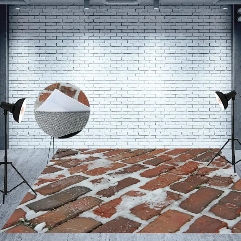 Melted Snow Street Red Brick Frozen Winter Floor Mat