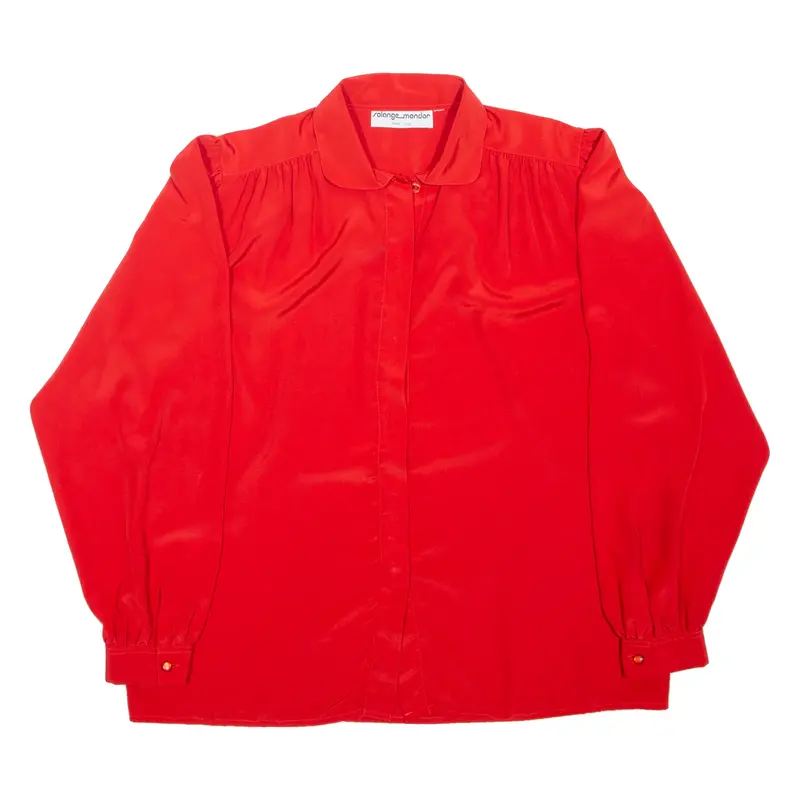 SOLANGE MONDOR Plain Shirt Red Long Sleeve Womens L
