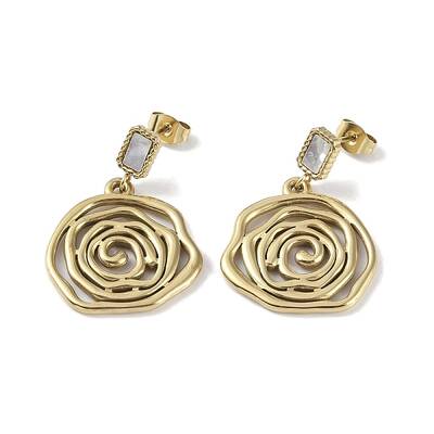 Flower 304 Stainless Steel Shell Stud Earrings
