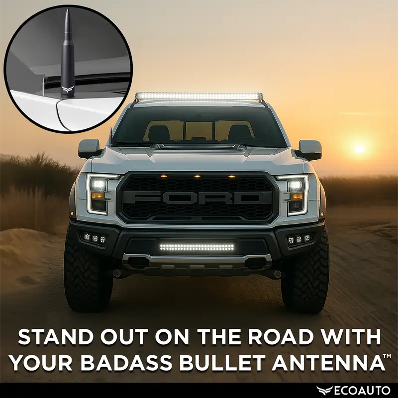 EcoAuto 50 Cal Badass Bullet Antenna for Ford Dodge GMC Chevy & Jeep 2007+ Stand Out Upgrade Your Truck Antenna Anti-Theft De...