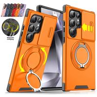 Shockproof Slide Camera Lens Protective Phone Case for Samsung Galaxy S25 S24 S23 S22 S21 Ultra Plus Magnetic Rotation  Ring ...