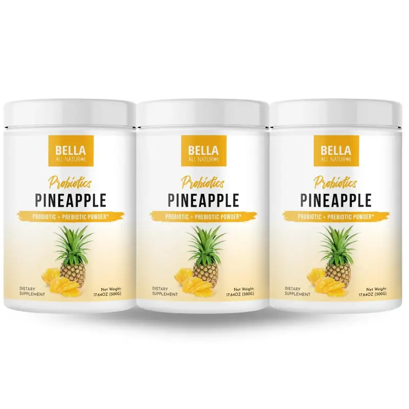 3 Pack Bella All Natural Probiotics Pineapple Powder