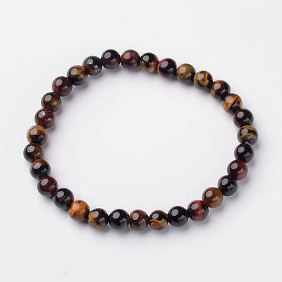 Natural Tiger Eye Round Bead Stretch Bracelets