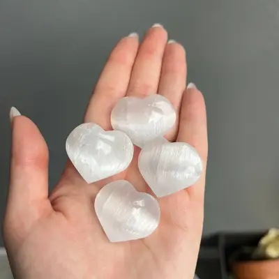 Mini Selenite Heart Crystal Carving