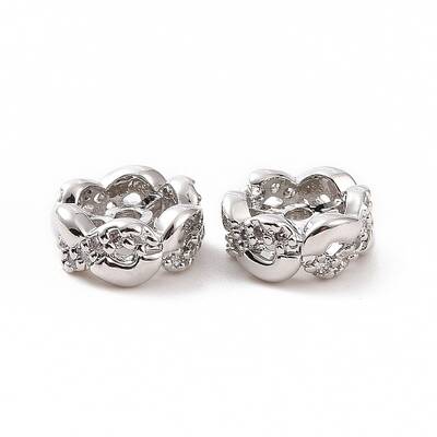 Brass Micro Pave Cubic Zirconia Spacer Beads
