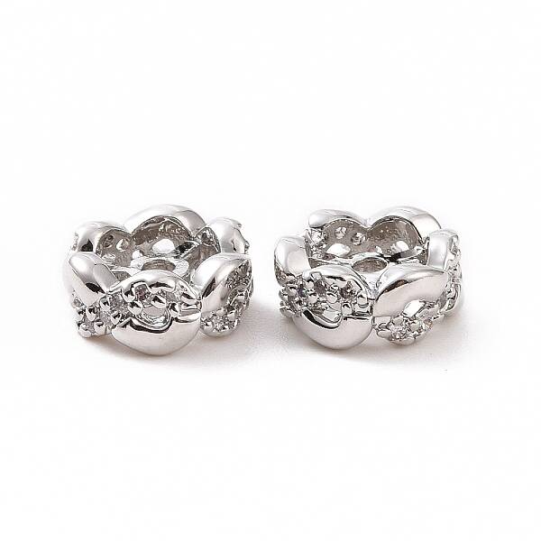 Brass Micro Pave Cubic Zirconia Spacer Beads