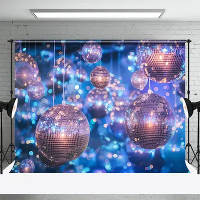Sparkling Balls Bokeh Light Blue Dance Backdrop - Aperturee