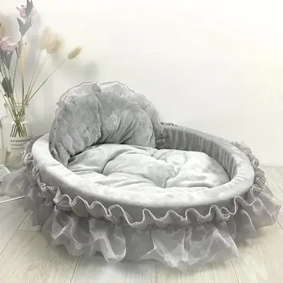 Lace Decor Pet Couch, Washable Soft Plush Pet Sofa Bed, Cute Comfortable Pet Nest for Small Medium Dogs & Cats