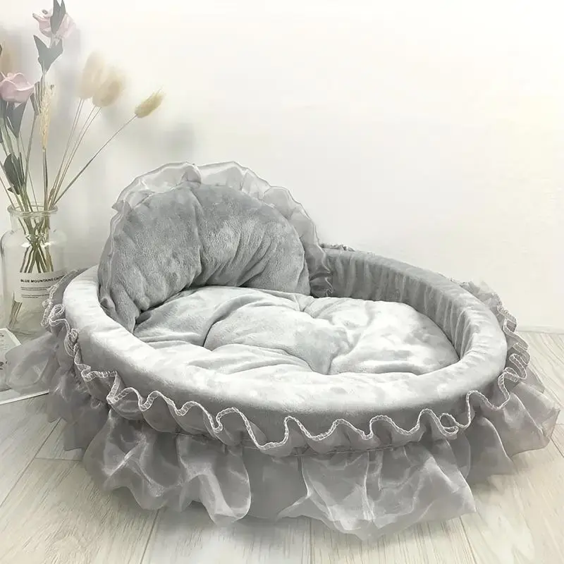Lace Decor Pet Couch, Washable Soft Plush Pet Sofa Bed, Cute Comfortable Pet Nest for Small Medium Dogs & Cats