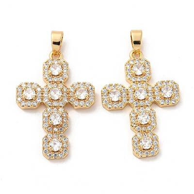Brass Micro Pave Cubic Zirconia Pendants