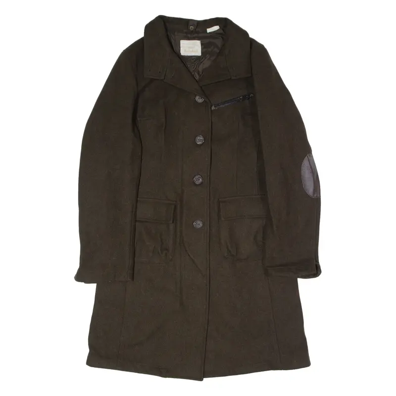 TIMBERLAND Womens Trench Coat Brown Wool L