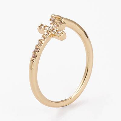 Brass Micro Pave Clear Cubic Zirconia Cuff Rings