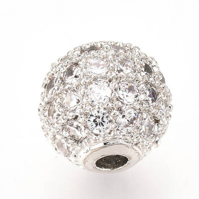 Brass Micro Pave Cubic Zirconia Beads