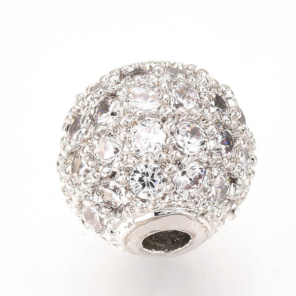 Brass Micro Pave Cubic Zirconia Beads