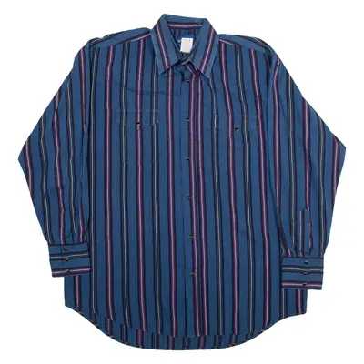 WRANGLER Mens Shirt Blue Striped Long Sleeve XL