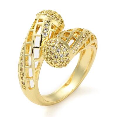 Rack Plating Brass Micro Pave Cubic Zirconia Open Cuff Rings