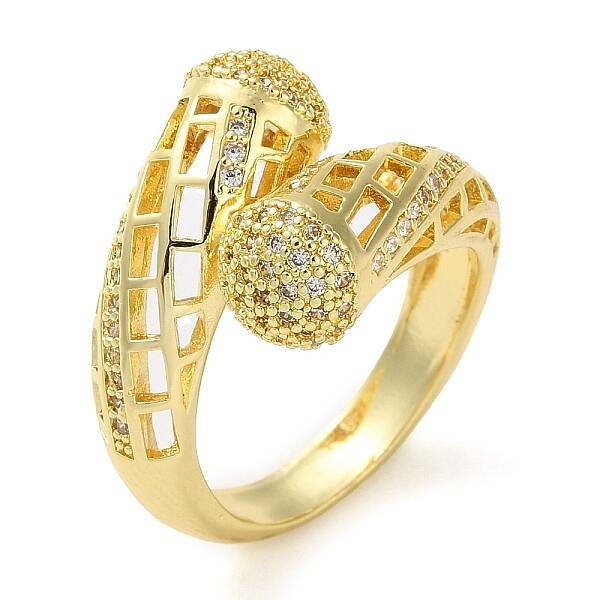 Rack Plating Brass Micro Pave Cubic Zirconia Open Cuff Rings