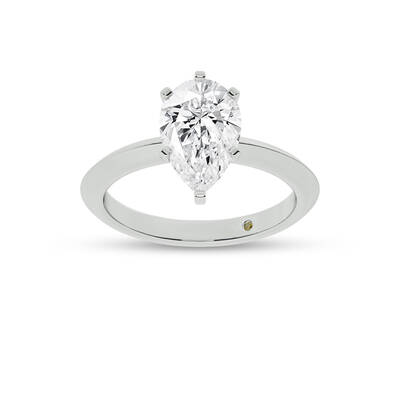 Prism Knife Edged Four Prong Pear Shape Lab Grown Solitaire Diamond Ring | 14K White Gold 3 CT. TW.