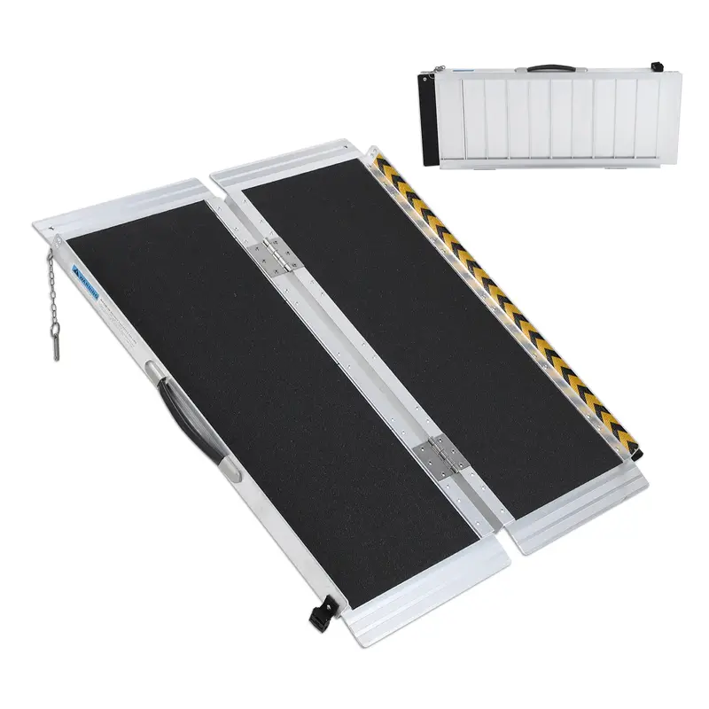 Garvee 4FT Wheelchair Ramp for Home Use, Portable Aluminum Folding, 600lb Capacity, Anti-Slip Surface,Steps & Doorways Acces...