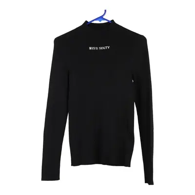 Miss Sixty Spellout Rollneck - Small Black Cotton Blend