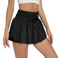 High Waisted 2 in 1 Flowy Fitness Shorts for Women Gym Yoga Athletic Workout Running Sweat Pants Spandex Butterfly Tennis Sko...