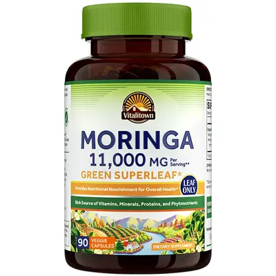 Vitalitown Moringa Capsules 11,000 MG, Organic Moringa Supplement,  No Sticks, No Caffeine, Moringa Oleifera, Energy, Appetit...