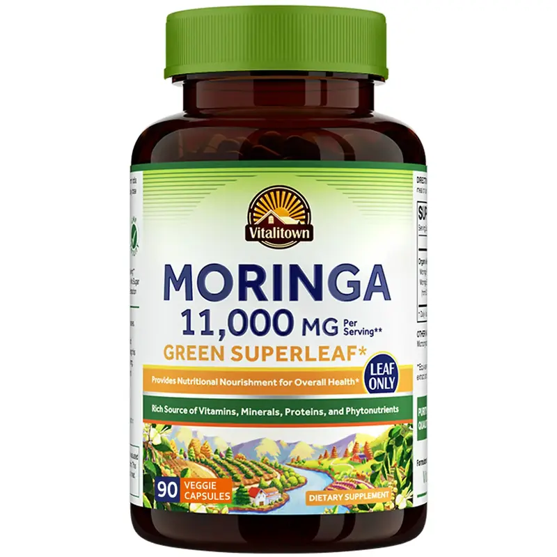Vitalitown Moringa Capsules 11,000 MG, Organic Moringa Supplement,  No Sticks, No Caffeine, Moringa Oleifera, Energy, Appetit...