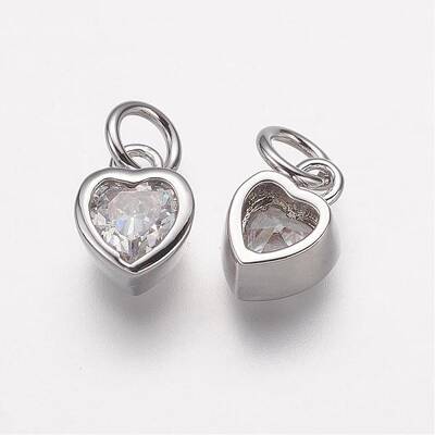 Brass Micro Pave Grade AAA Cubic Zirconia Charms