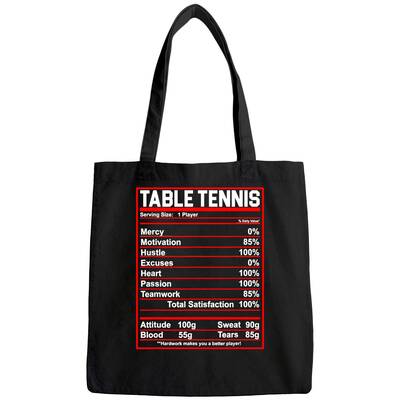 Funny Table Tennis Nutrition Facts Tote Bag