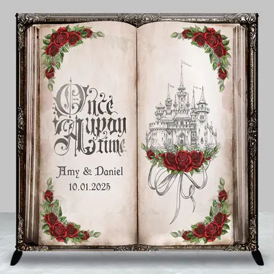 Once Upon A Time Book Roses Custom Wedding Backdrop