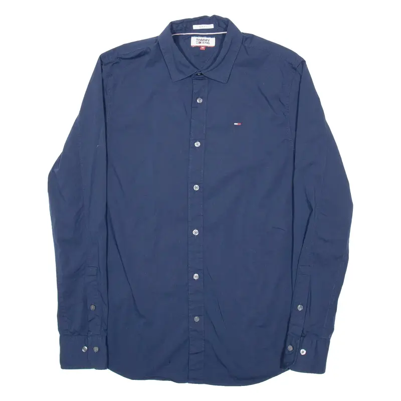 TOMMY HILFIGER Slim Fit Mens Formal Shirt Blue Long Sleeve M
