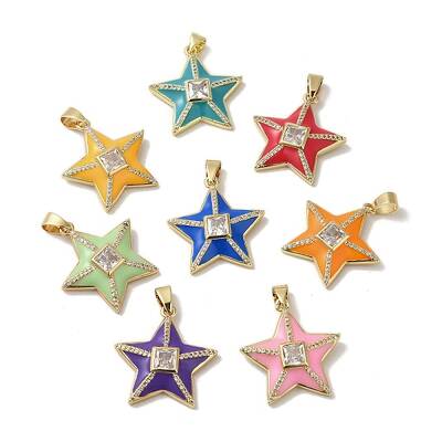 Brass Micro Pave Cubic Zirconia Pendants