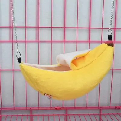 Banana Design Hamster Hanging Bed, Warm Hamster Playing & Sleeping Nest, Small Pet Hideout for Squirrel Chinchillas